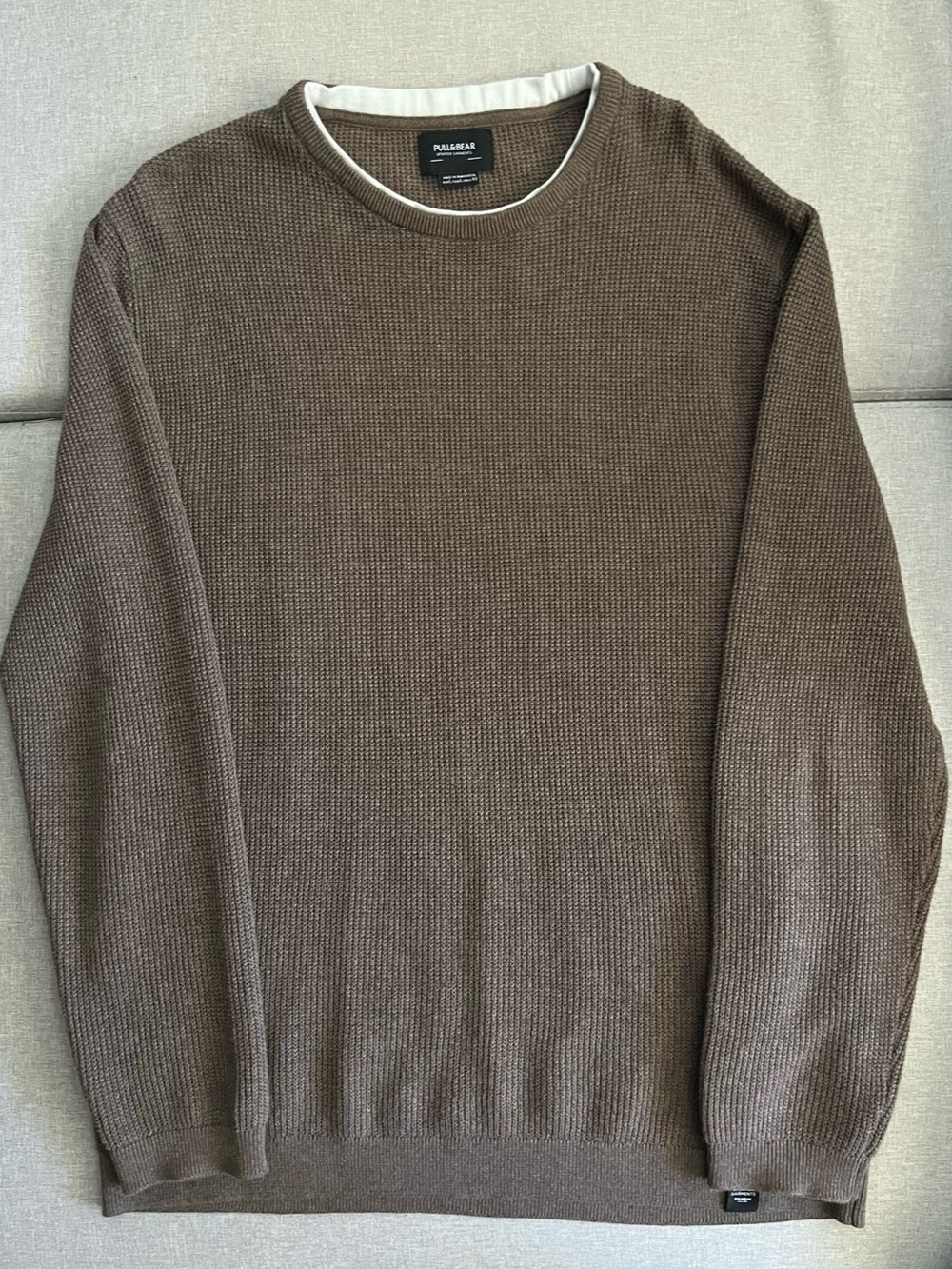 Pull&Bear brown waffle knit sweater